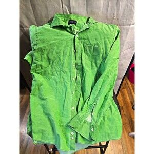 Ledbury Men's Green Solid Cotton Long Sleeve Button-Up Shirt 17.5 Pockets